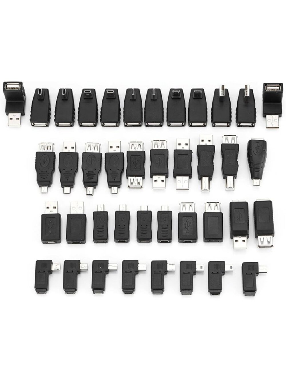 40-Pack USB Adapter Kit - Mini Micro Type B & Type C Converters, Plug & Play